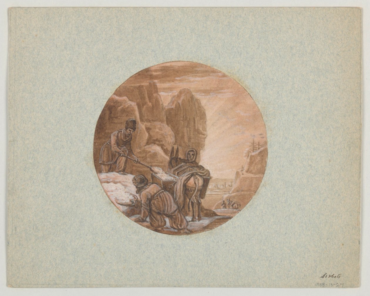 Suunnittelu maalatulle posliinitarjoiluastialle, Les Sorbets (sorbets) Service des Objets de Dessert -palvelusta (jälkiruokapalvelu) tekijältä Jean Charles Develly