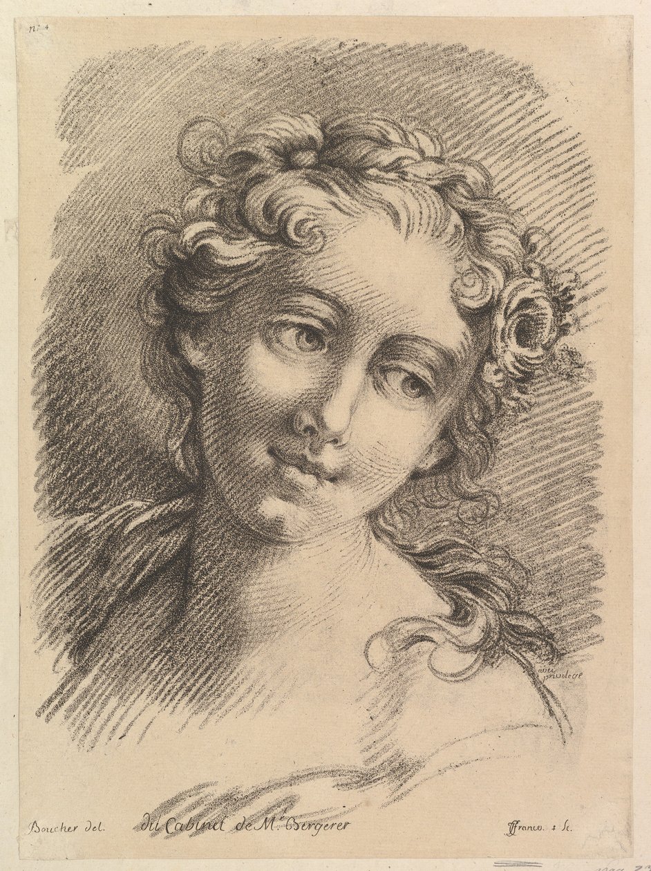 Naisen pää, 1748-69 tekijältä Jean Charles François