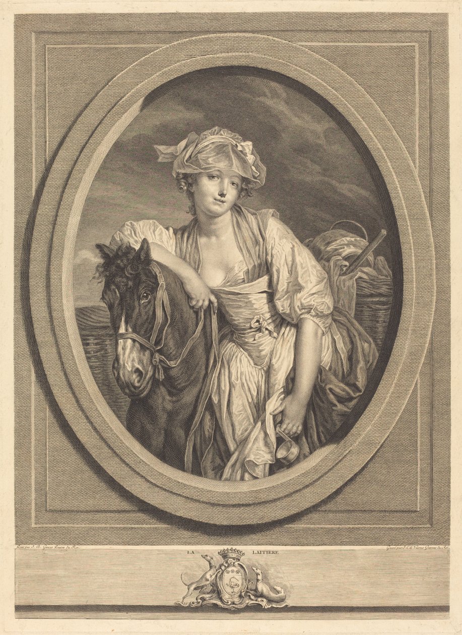 Maitotyttö tekijältä Jean Charles Levasseur after Jean Baptiste Greuze