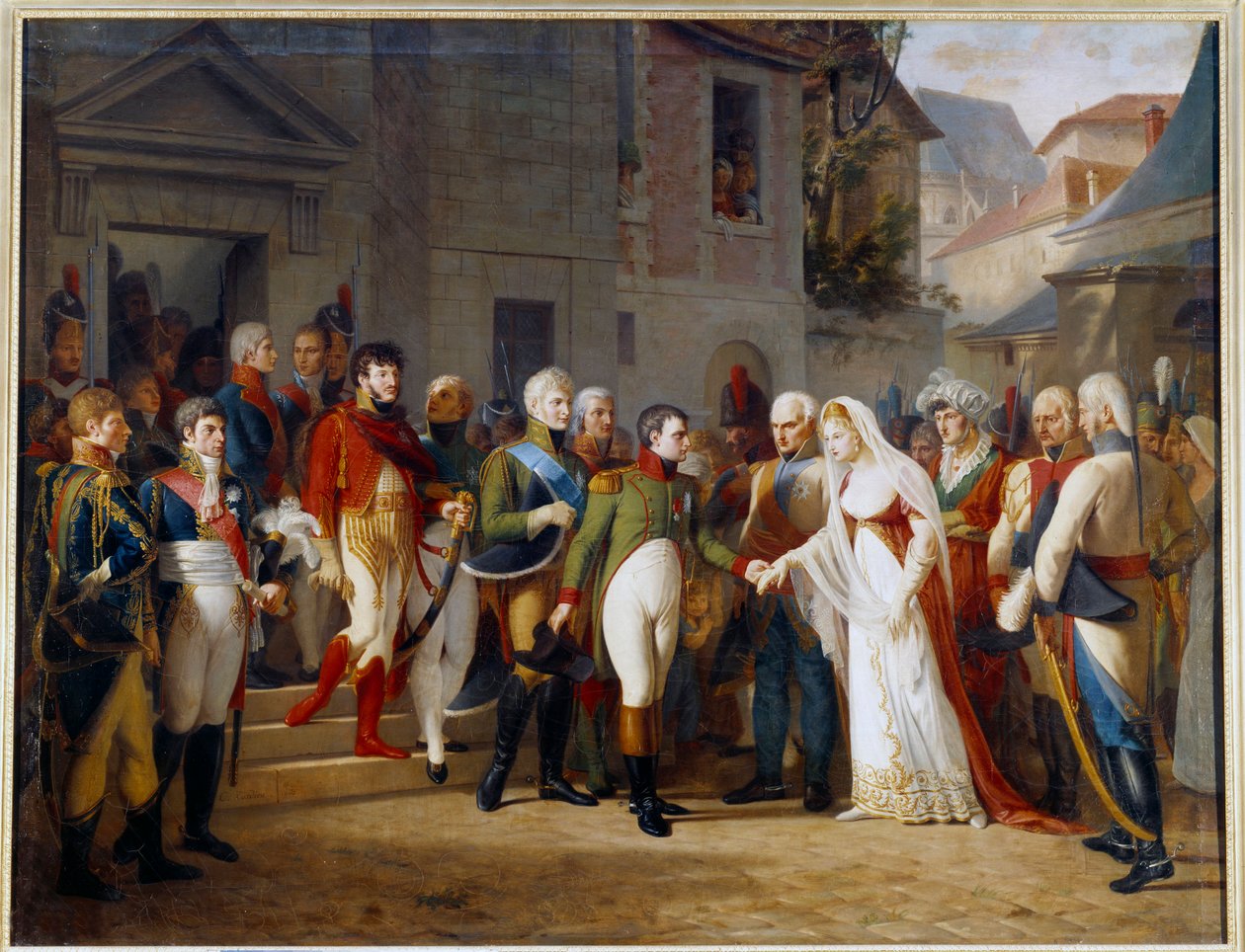 Napoleon I (1769-1821) otti vastaan Preussin kuningatar Louisen (1776 - 1810) Tilsitissä (Tilsitt) 6. heinäkuuta tekijältä Jean Charles Tardieu