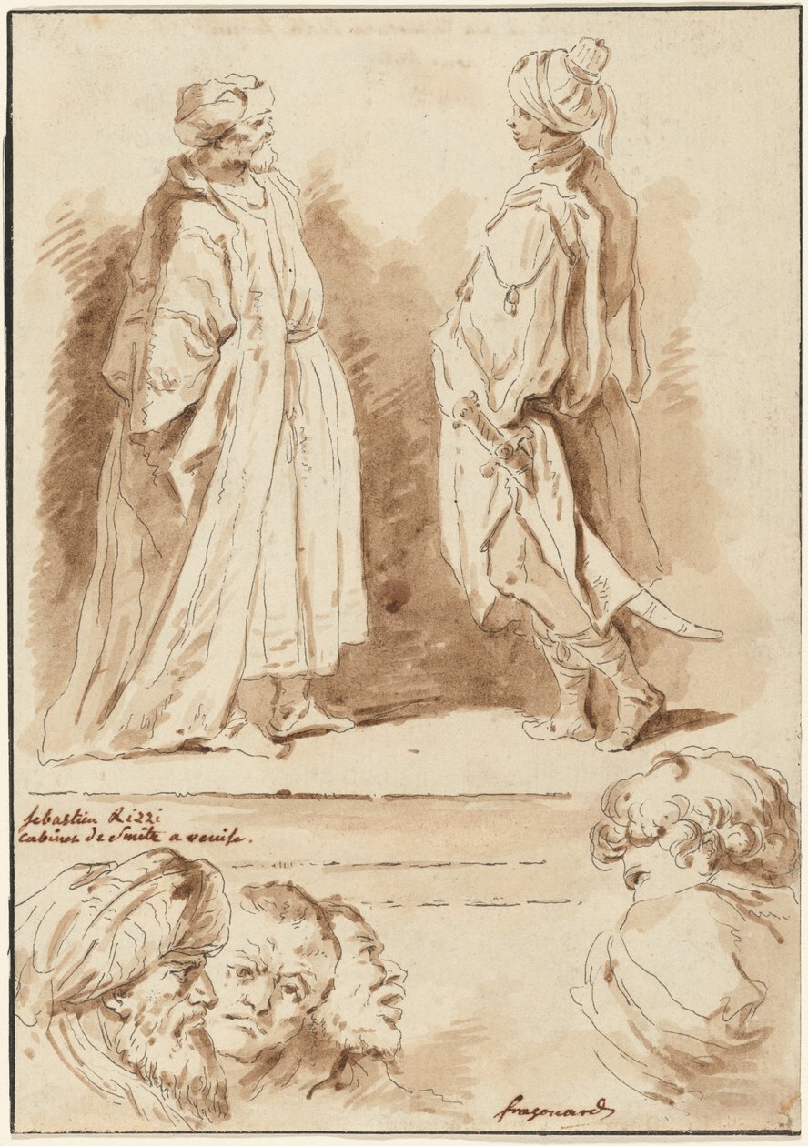 Yksityiskohtia teoksista "The Adoration of the Magi" ja "The Pool at Bethesda" tekijältä Jean Claude Richard de Saint Non after Jean Honoré Fragonard after Sebastiano Ricci