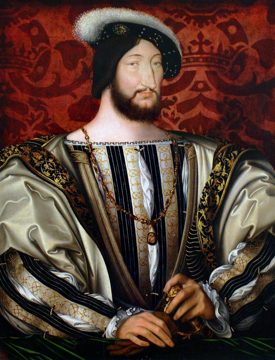 Franciscus I:n muotokuva 1494-1547, Ranskan kuningas, Bretagnen herttua, Provencen kreivi, noin 1530 tekijältä Jean Clouet