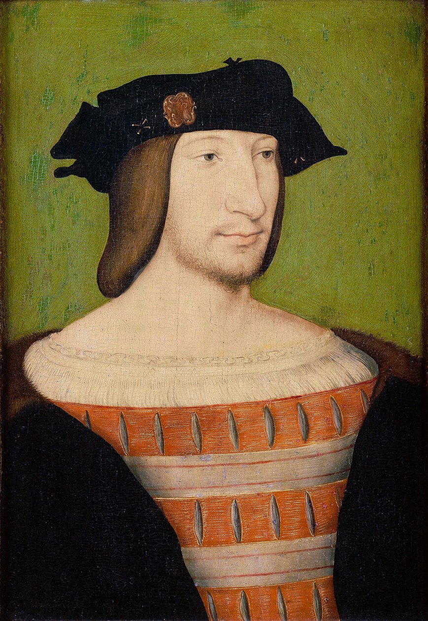Muotokuva Francis I:stä 1494-1547, Ranskan kuningas, Bretagnen herttua, Provencen kreivi, 1515 tekijältä Jean Clouet