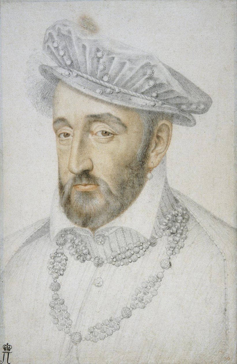 Ranskan kuninkaan Henrik II:n muotokuva par Clouet, Jean (n. 1485-1541). Musta liitu ja sangviini paperille, koko: 33,1x21,8, 1500-luvun puoliväli, Valtion Eremitaaši, Pietari tekijältä Jean Clouet