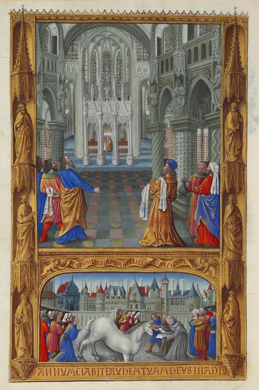 Les Très Riches Heures du Duc de Berry, Folio 129v - Pyhä sakramentti tekijältä Jean Colombe