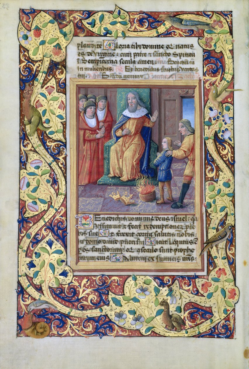 neiti Lat. Q.v.I.126 fol.23v Joseph tulkitsee faraon unia, Louis dOrleansin tuntikirjasta, 1490 tekijältä Jean Colombe