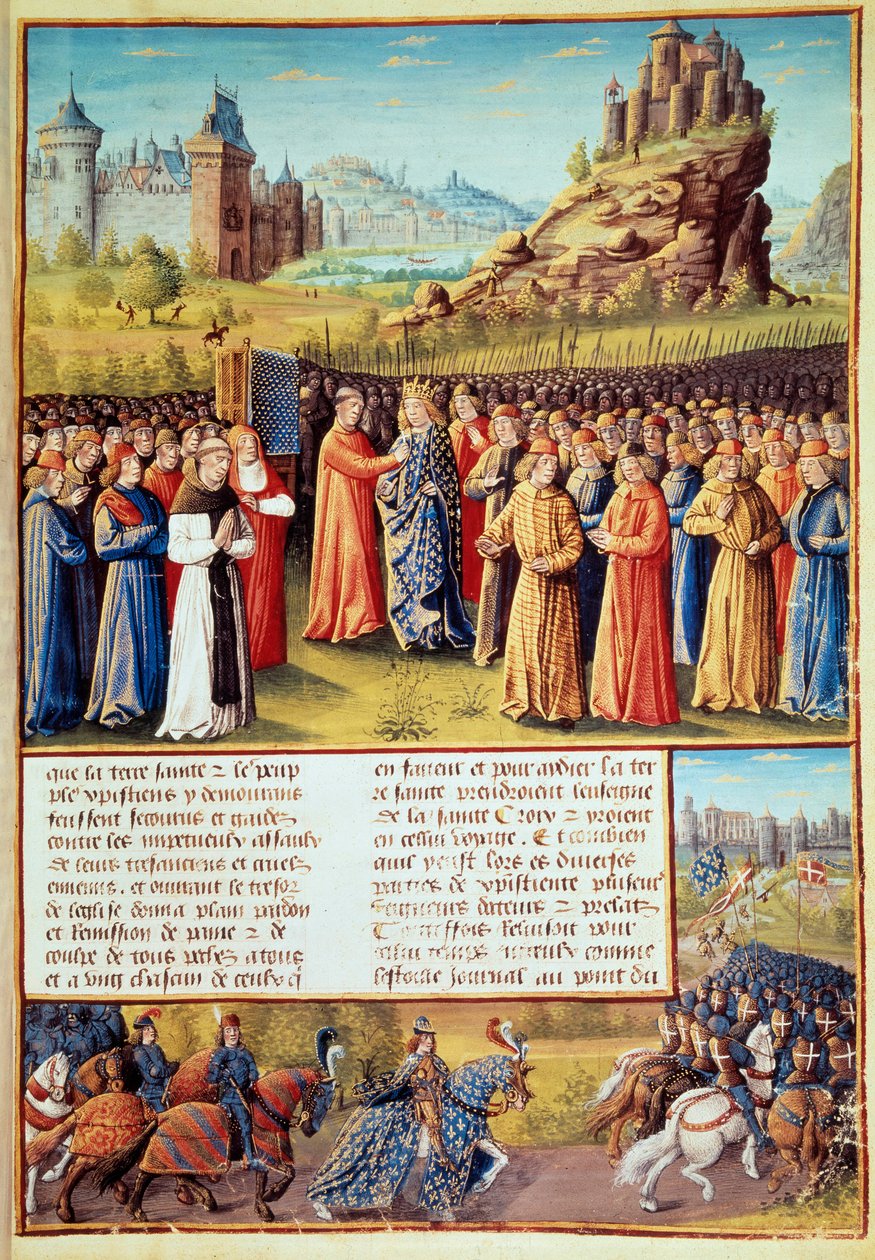 Toinen ristiretki (1147-1149): Kuningas Ludvig VII sanoi, että nuoret (1120-1180) ottivat ristin Vezelayssa Saint Bernard de Clairvaux