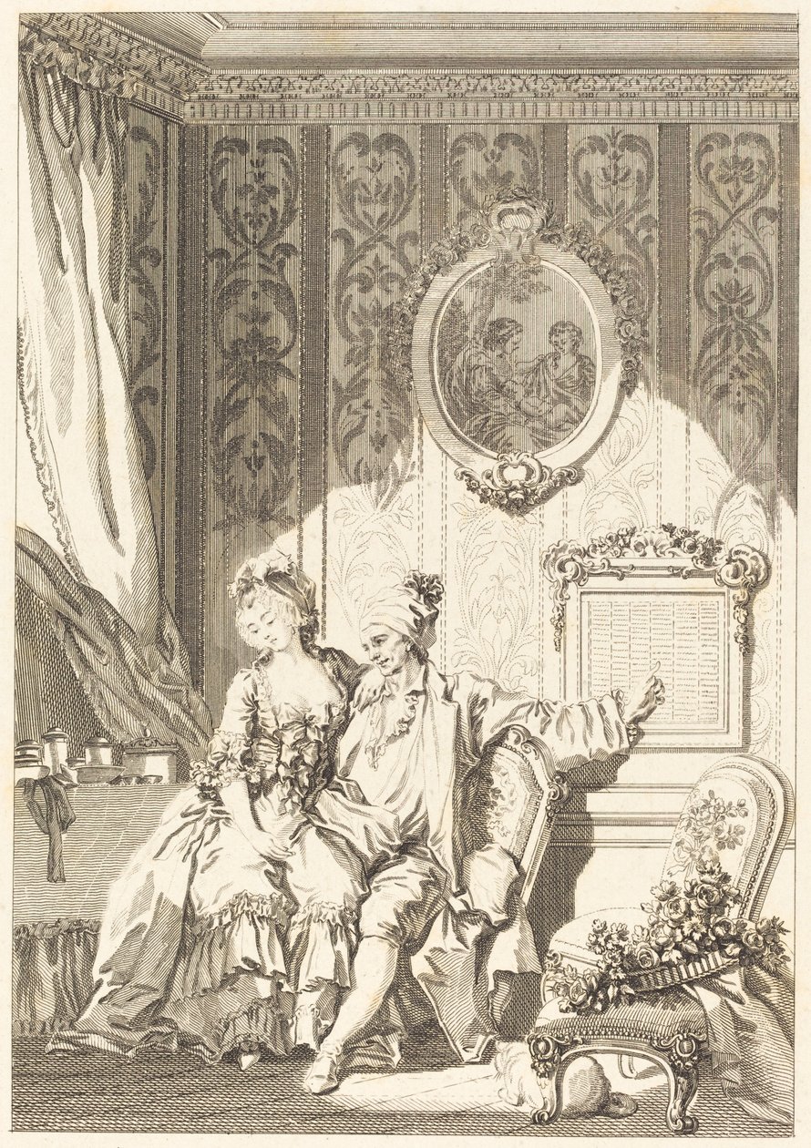 Vieillardien kalenteri tekijältä Jean Dambrun after Jean Honoré Fragonard