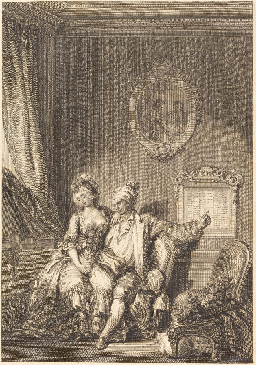 Vieillardien kalenteri tekijältä Jean Dambrun after Jean Honoré Fragonard