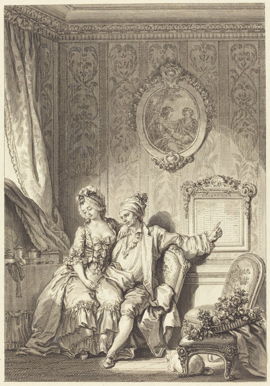 Vieillardien kalenteri tekijältä Jean Dambrun after Jean Honoré Fragonard