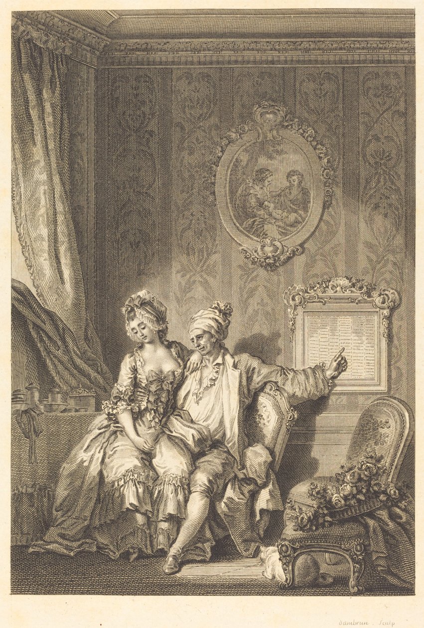 Vieillardien kalenteri tekijältä Jean Dambrun after Jean Honoré Fragonard
