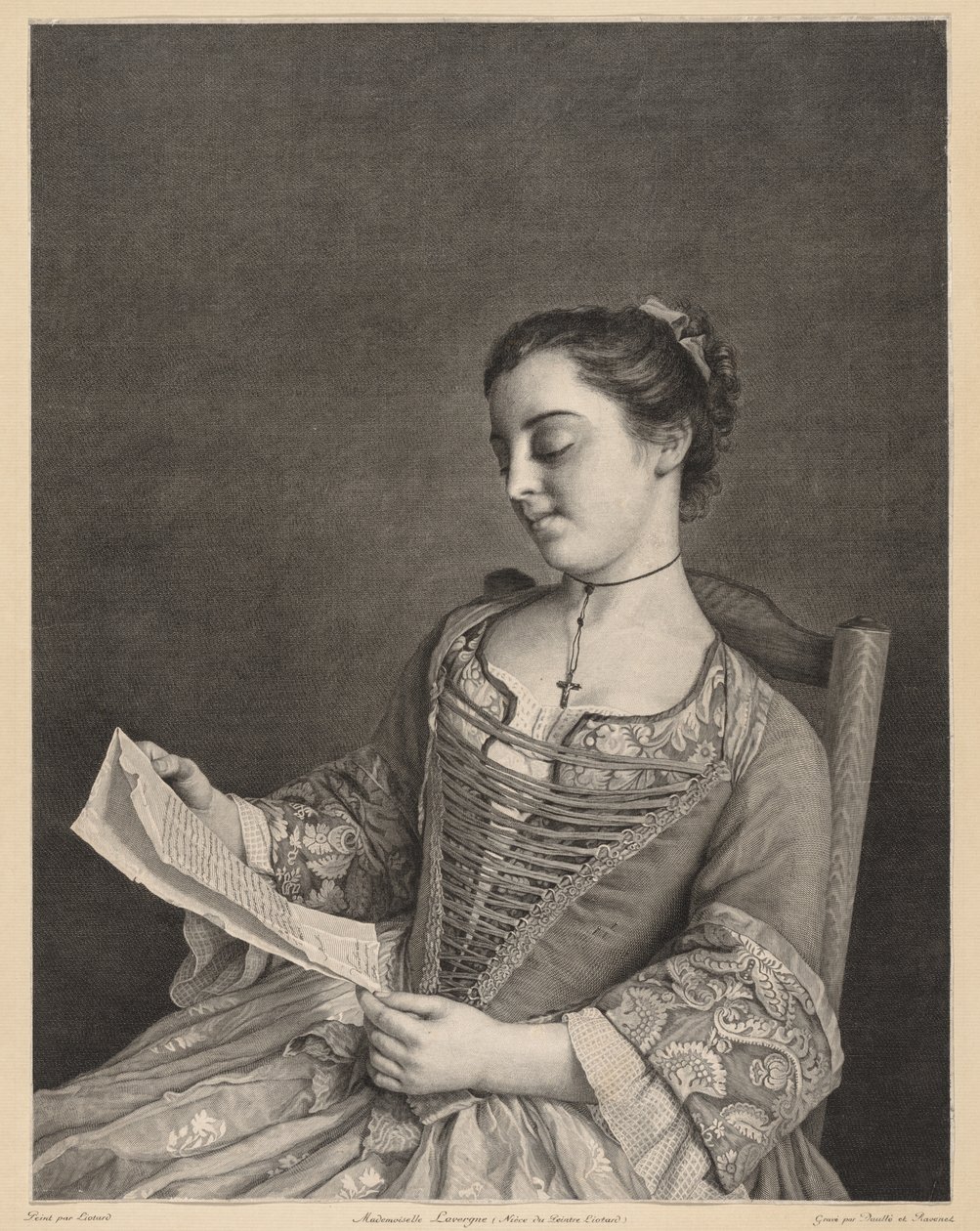 Neiti Lavergne Reading. tekijältä Jean Daullé