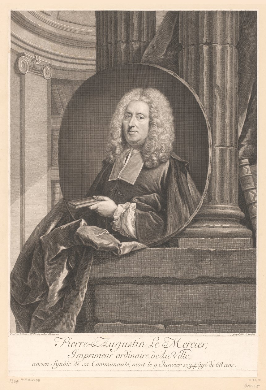 Pierre-Augustin Le Mercierin muotokuva Pierre-Augustin Le Mercier (otsikko esineessä) tekijältä Jean Daullé