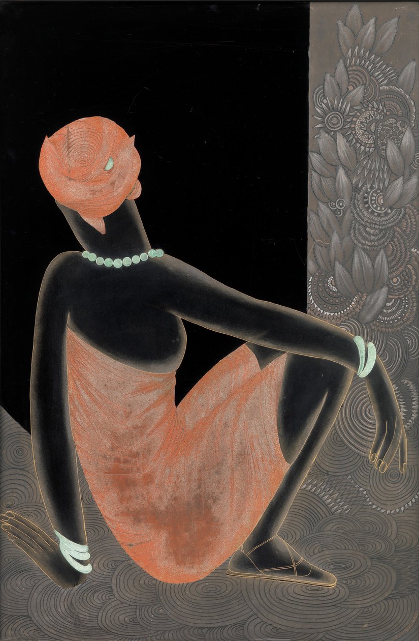 Afrikkalainen nainen, 1928-30 (lakattu puu, hapetettu kupari) tekijältä Jean Dunand