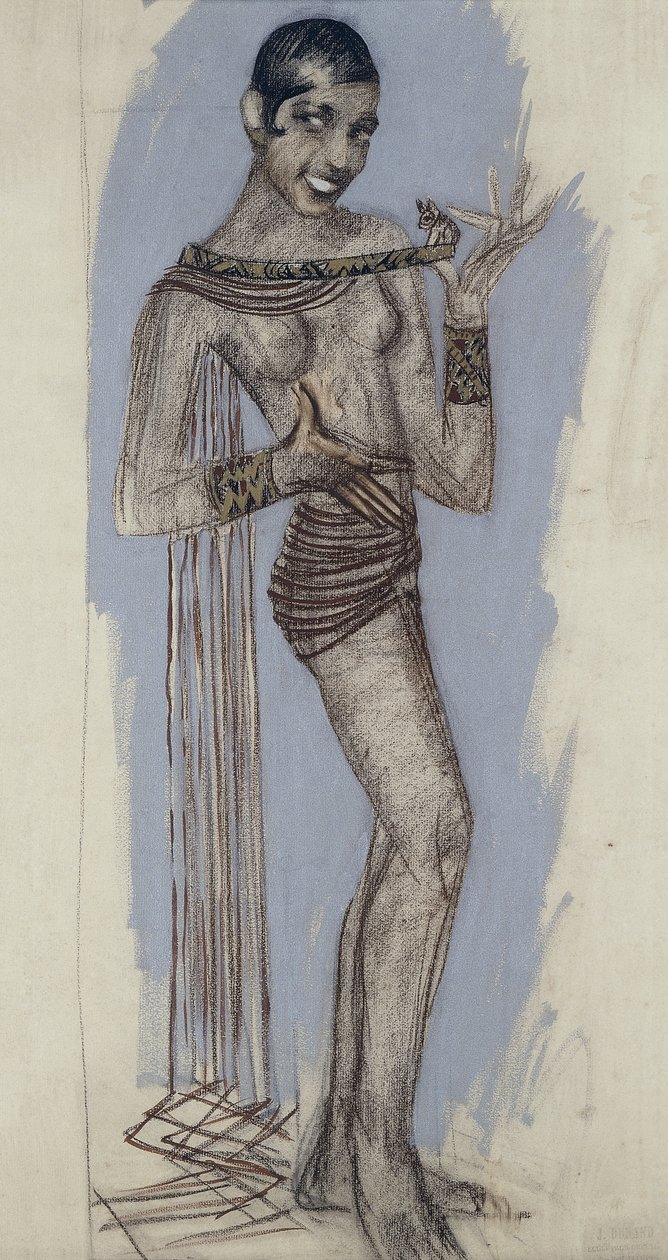 Josephine Baker - Maketti tärkeälle lakkapaneelille, n. 1927 (kynä paperille) tekijältä Jean Dunand