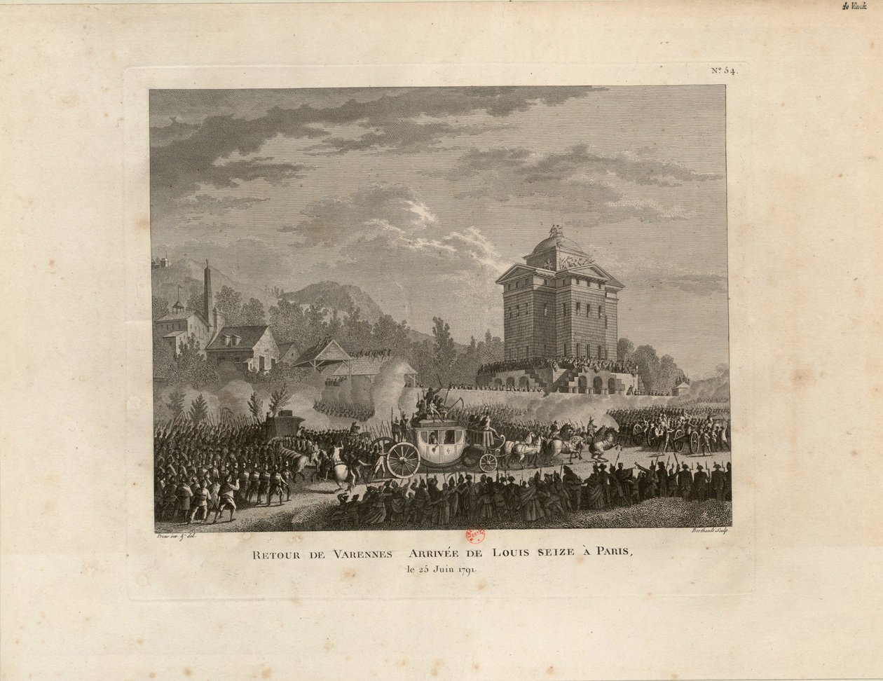 Paluu Varennesista, Louis Capetin saapuminen Pariisiin, 1802. tekijältä Jean Duplessis Bertaux