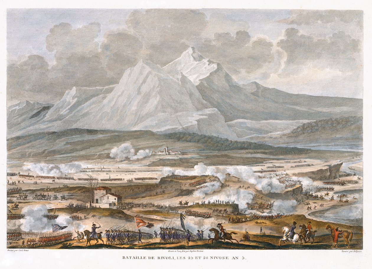 "La batalla de Rivoli, 25 i 26 Nivose, any 5" gener de 1797 finlandès tekijältä Jean Duplessis Bertaux
