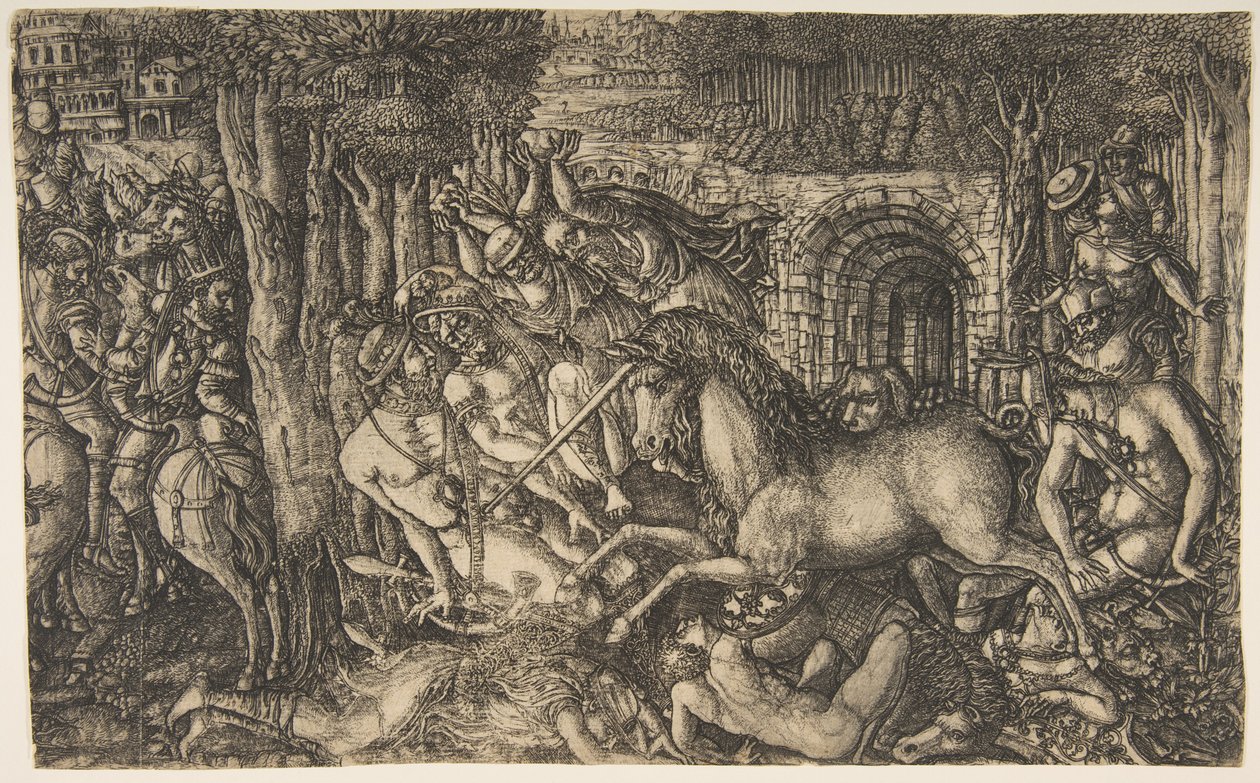 Yksisarvisen jahtaamaa kuningas, Yksisarvinen-sarjasta, n. 1555. tekijältä Jean Duvet