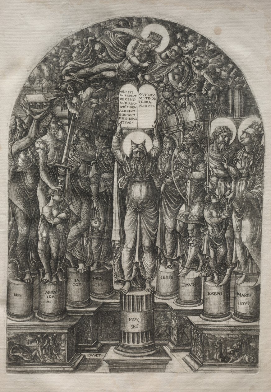 Mooses patriarkkojen ympäröimänä, ennen vuotta 1561. tekijältä Jean Duvet