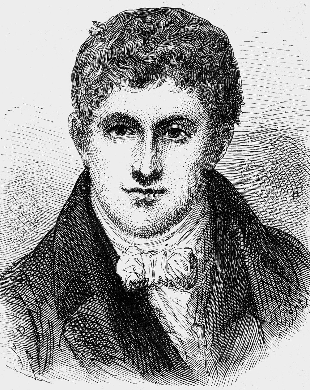 Humphry Davy (1778-1829) englantilainen fyysikko ja kemisti, kaiverrus tekijältä Jean Edouard Dargent