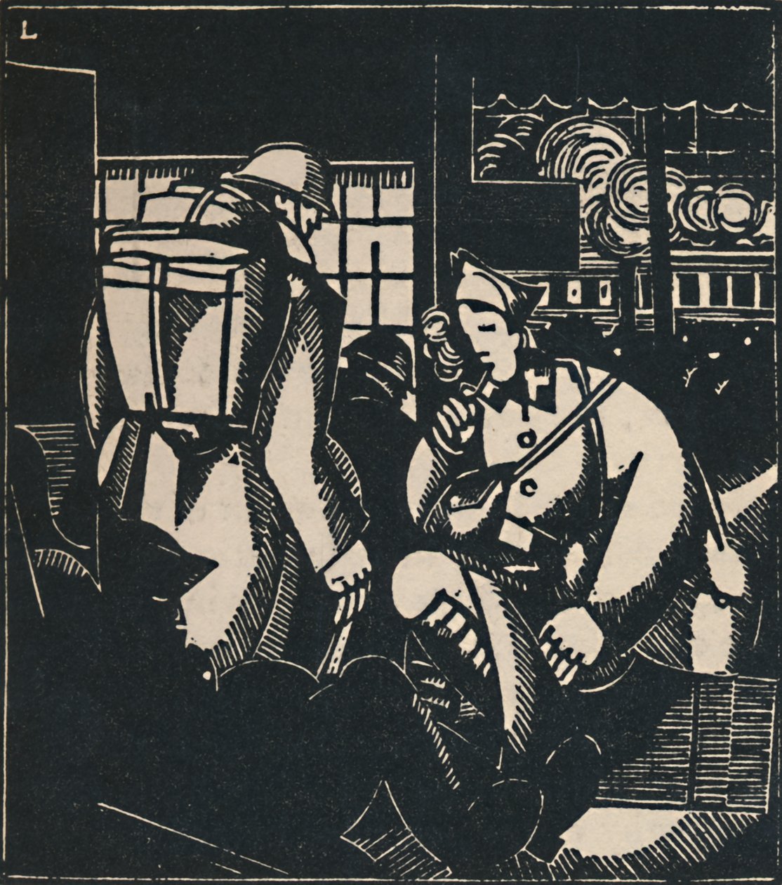 Sotilaat asemalla, 1919 tekijältä Jean Emile Laboureur