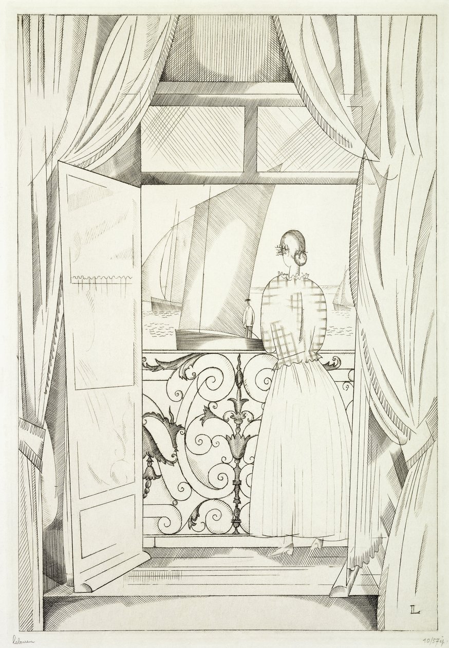 Parveke meren yli; Le Balcon sur la Mer tekijältä Jean Emile Laboureur