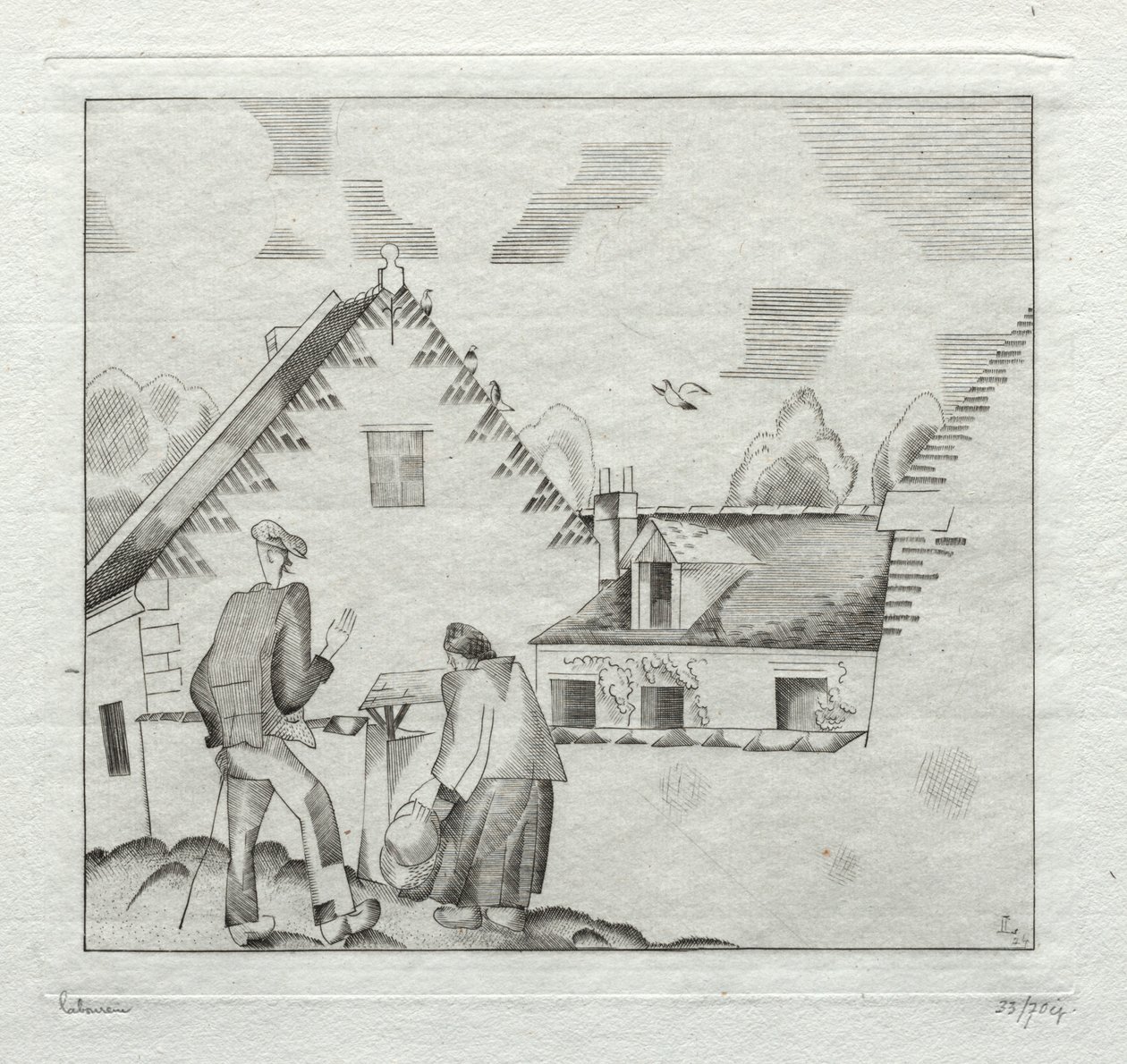 Kyläläiset, juttelemassa tekijältä Jean Emile Laboureur