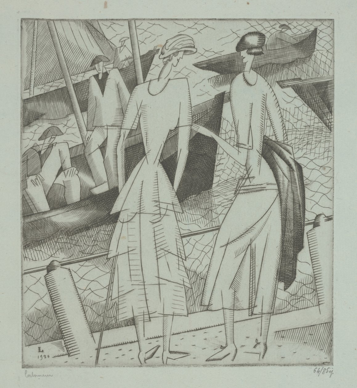 Nuoret naiset satamassa tekijältä Jean Emile Laboureur