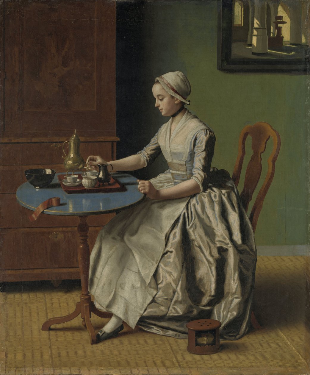 Hollantilainen tyttö aamiaisella, n. 1756 (öljy kankaalle) tekijältä Jean Étienne Liotard