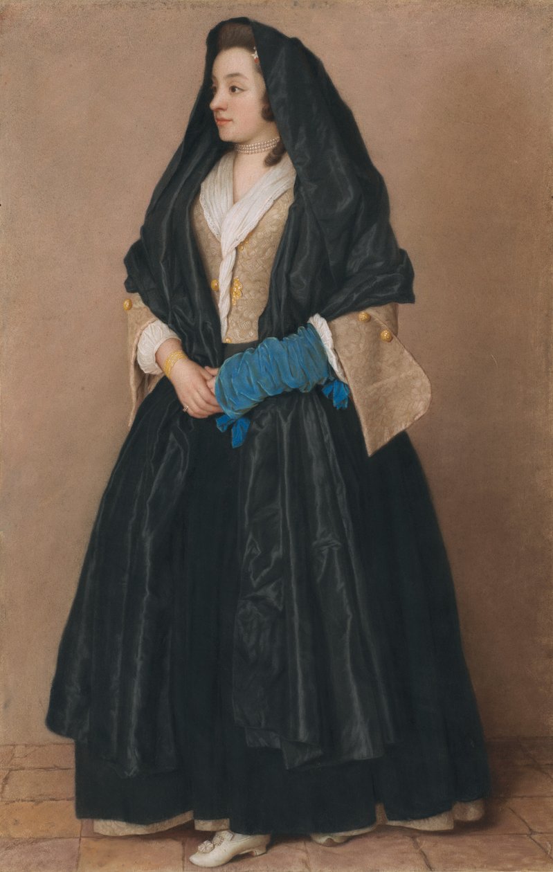 Tyylikäs nuori nainen maltalaisasussa tekijältä Jean Étienne Liotard