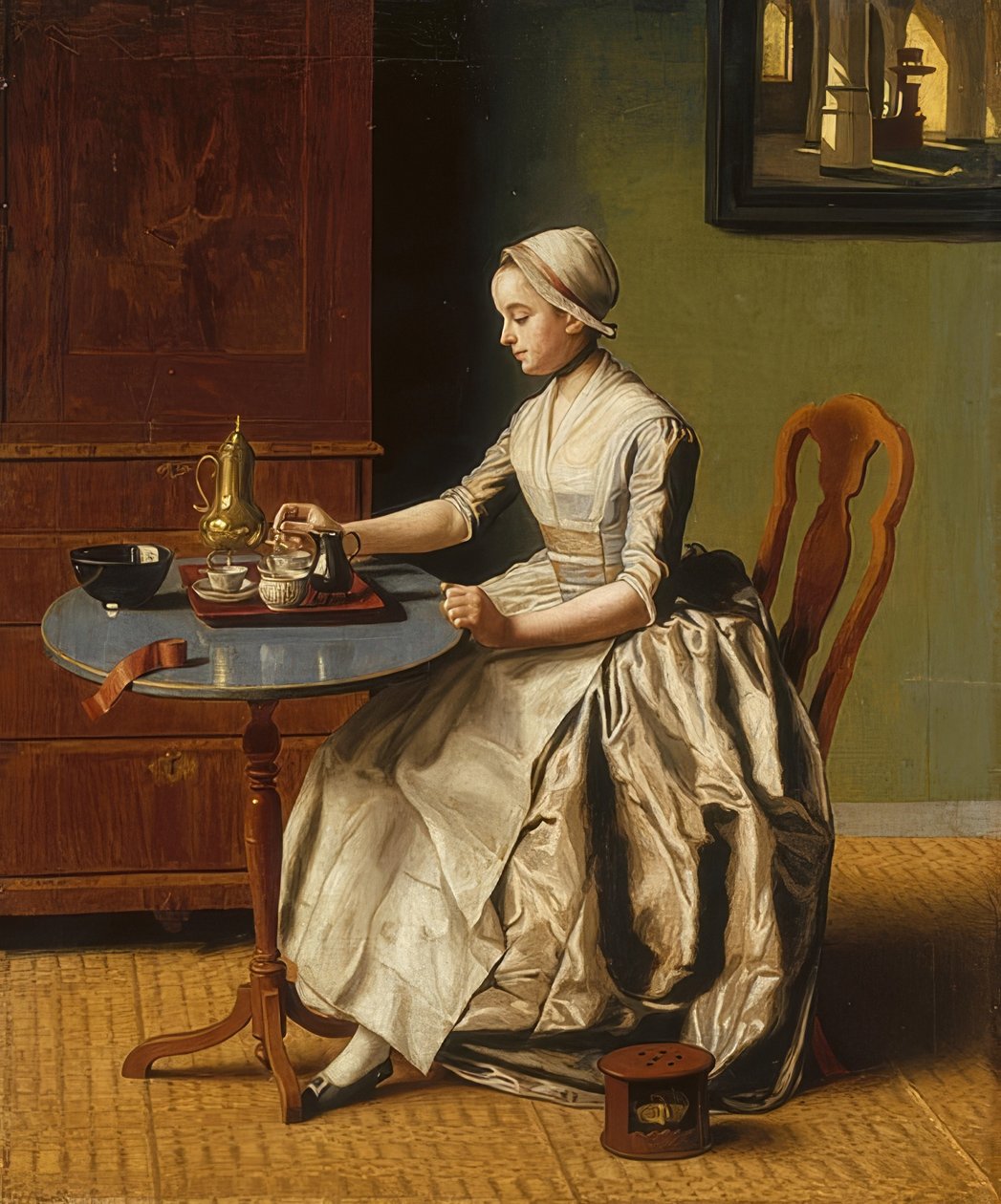 Suklaatyttö (La Chocolatière). Noin 1745 tekijältä Jean Étienne Liotard