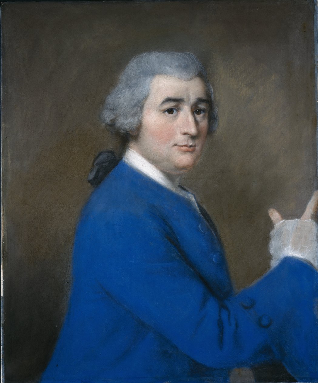 David Garrick, korkea päällystakki (pastelli paperille) tekijältä Jean Étienne Liotard