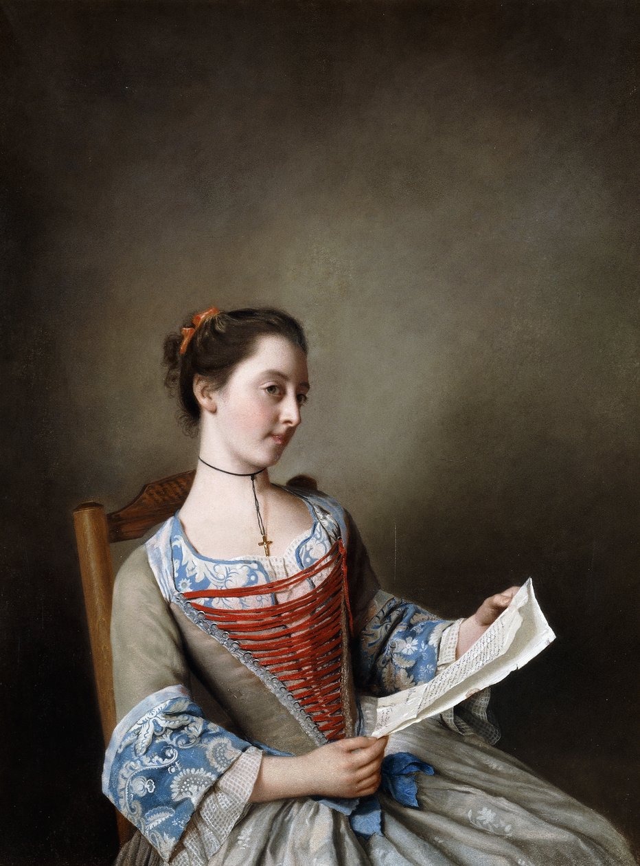 La Belle Liseus: Muotokuva neiti Susanna Lewisista istumassa lyonnaislaisen talonpojan asussa, tekijältä Jean Étienne Liotard
