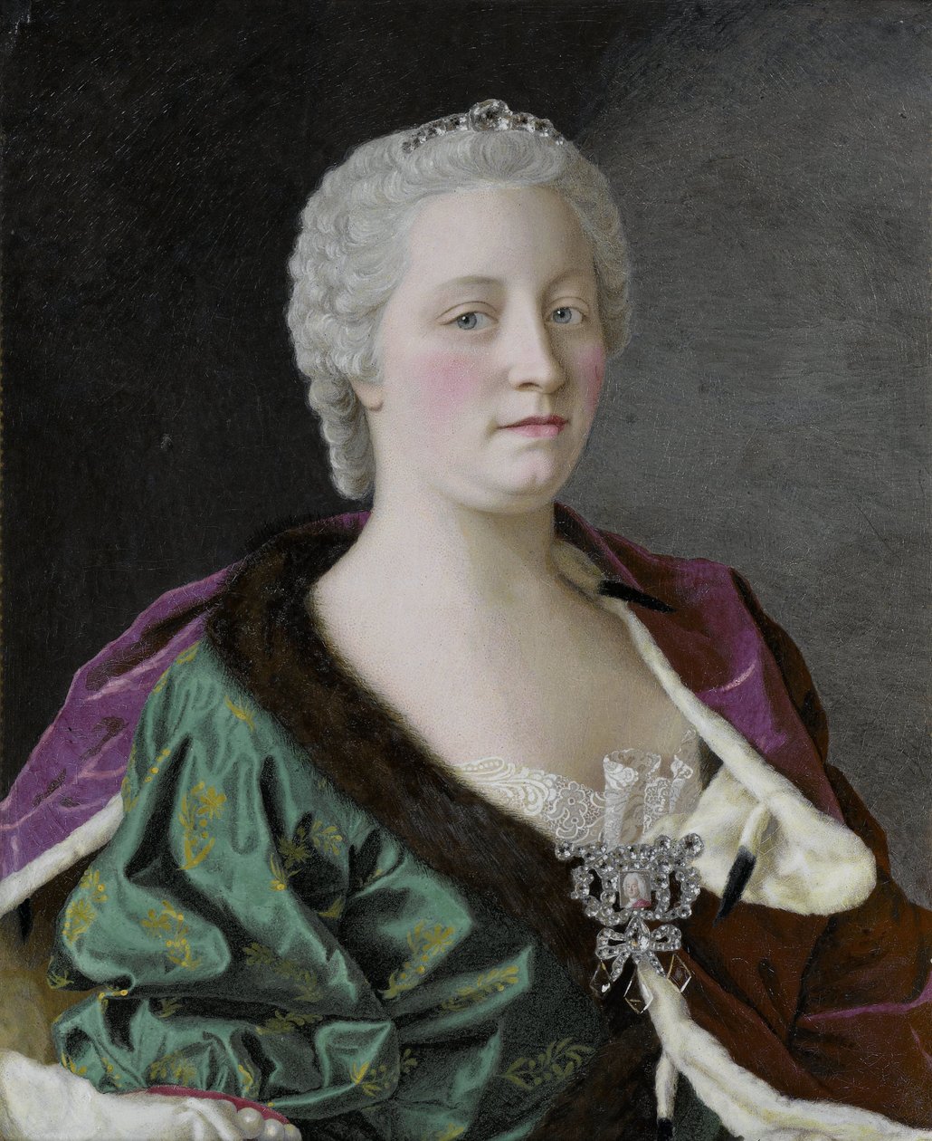 Maria Teresa, Itävallan arkkiherttuatar, Unkarin ja Böömin kuningatar ja Pyhän Rooman keisarinna Maria Teresa Itävalta (1717-80), Itävallan arkkiherttuatar, Unkarin ja Böömin kuningatar ja roomalais-saksalainen keisarinna tekijältä Jean Étienne Liotard