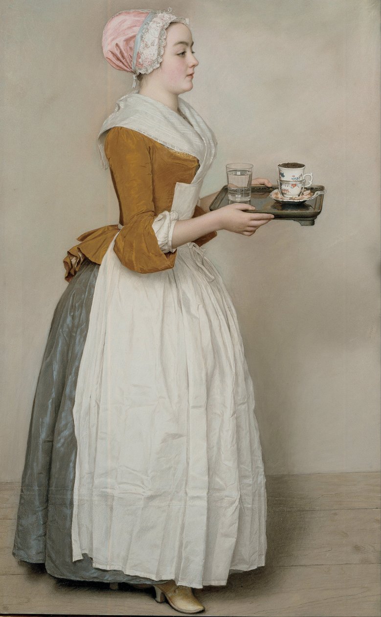 Suklaatyttö La Belle Chocolatière de Vienne, n. 1745 tekijältä Jean Étienne Liotard