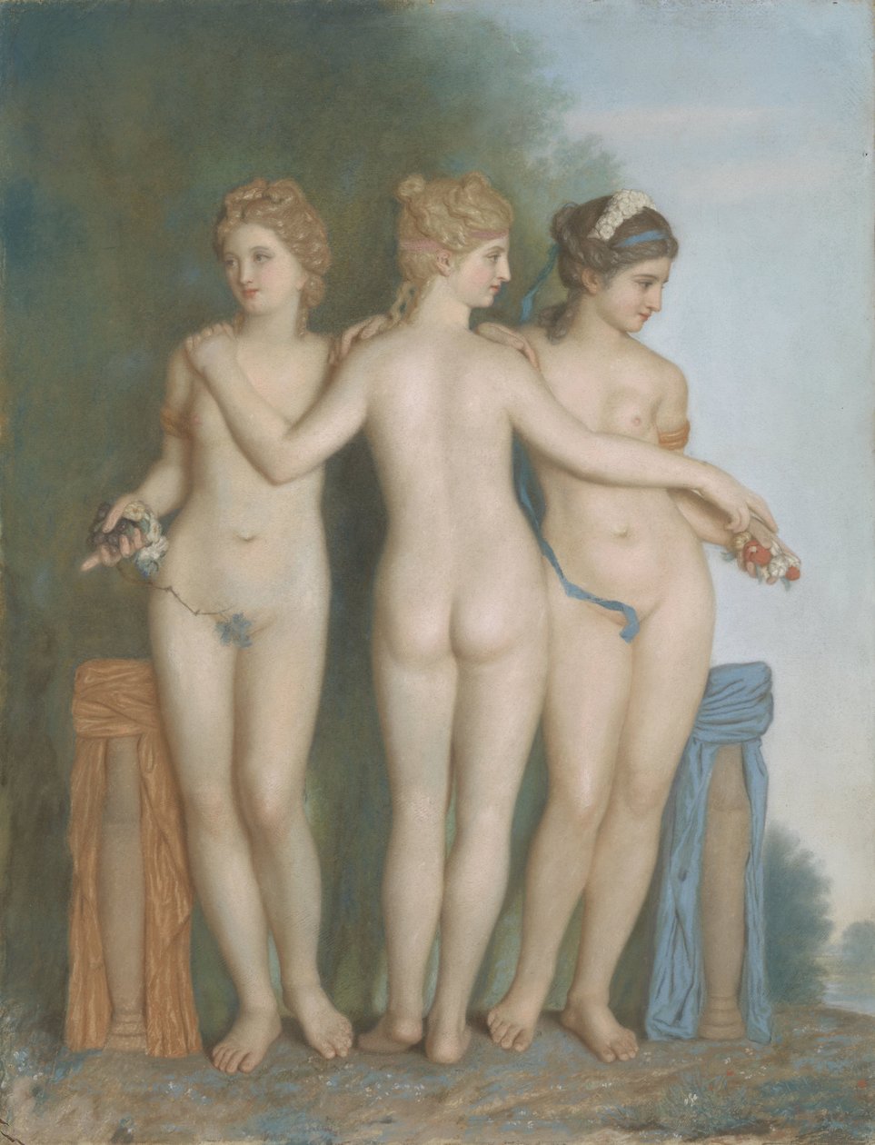 Kolme armoa Rooman Galleria Borghesen antiikkimarmoriryhmän jälkeen tekijältä Jean Étienne Liotard