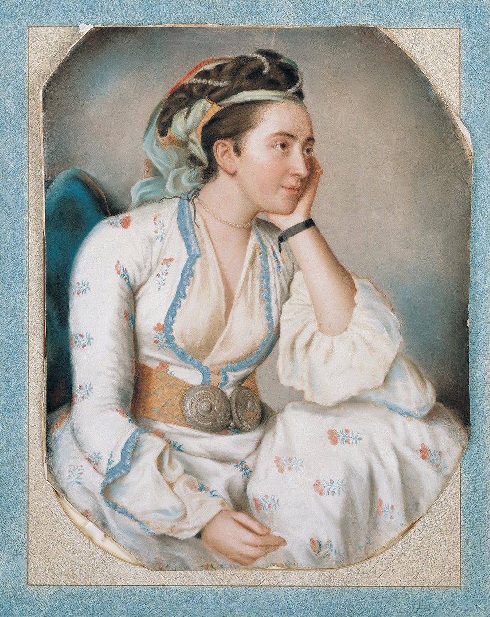 Nainen turkkilaisessa mekossa, 1700-luvun puoliväli. tekijältä Jean Étienne Liotard