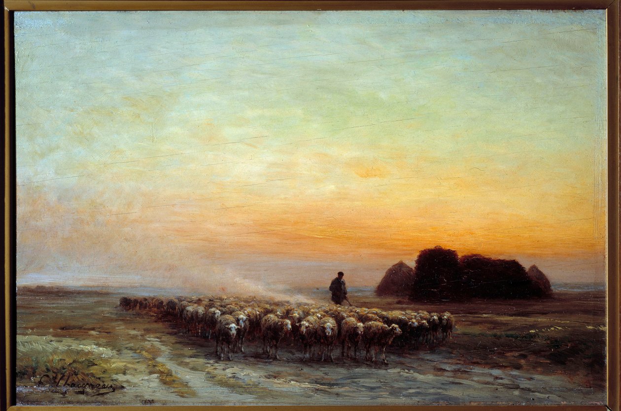 Lammaslauma pölyssä. Jean Ferdinand Chaigneaun (1830-1906) maalaus tekijältä Jean Ferdinand Chaigneau