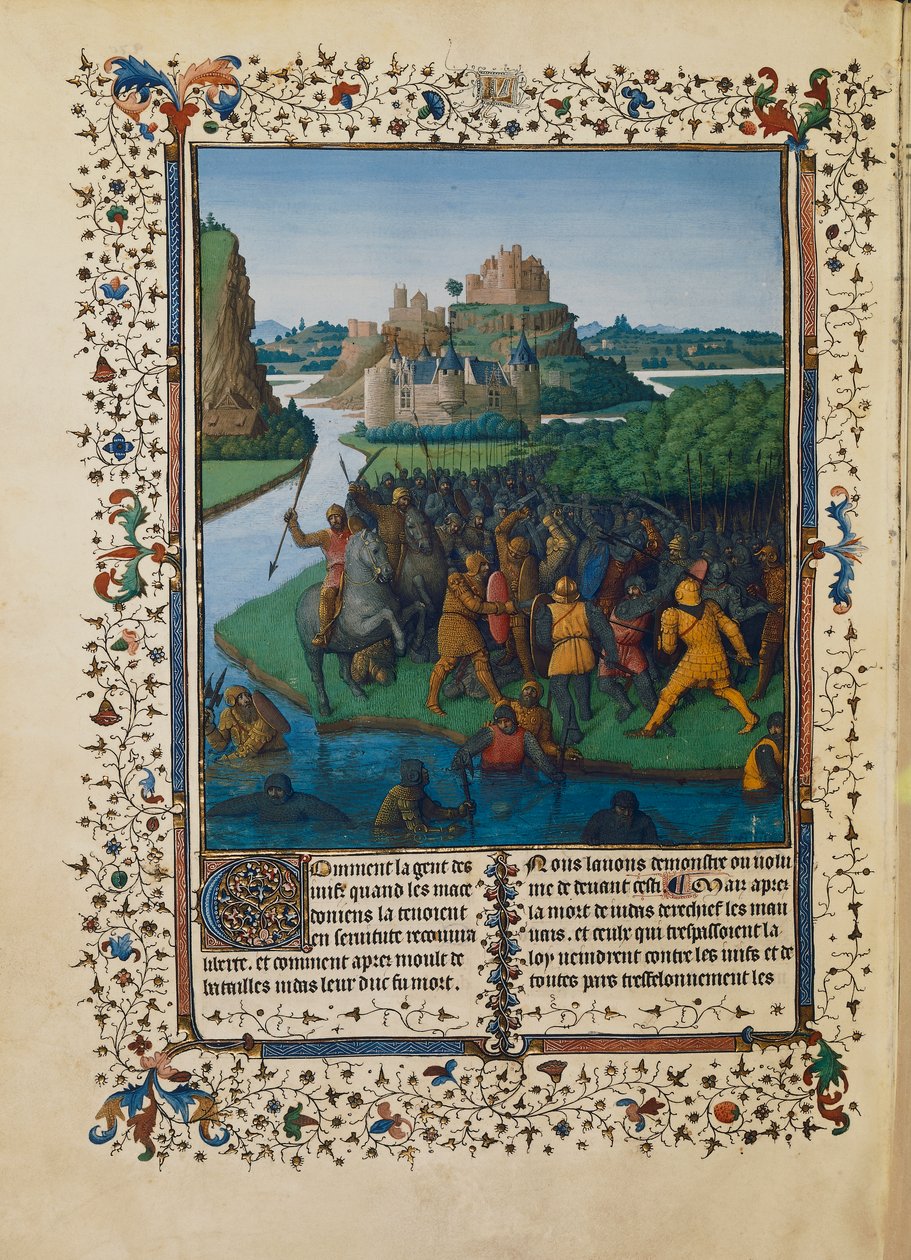 Makkabien taistelu Bakkidia vastaan, miniatyyri Ms fr 247 folio 270 tekijältä Jean Fouquet