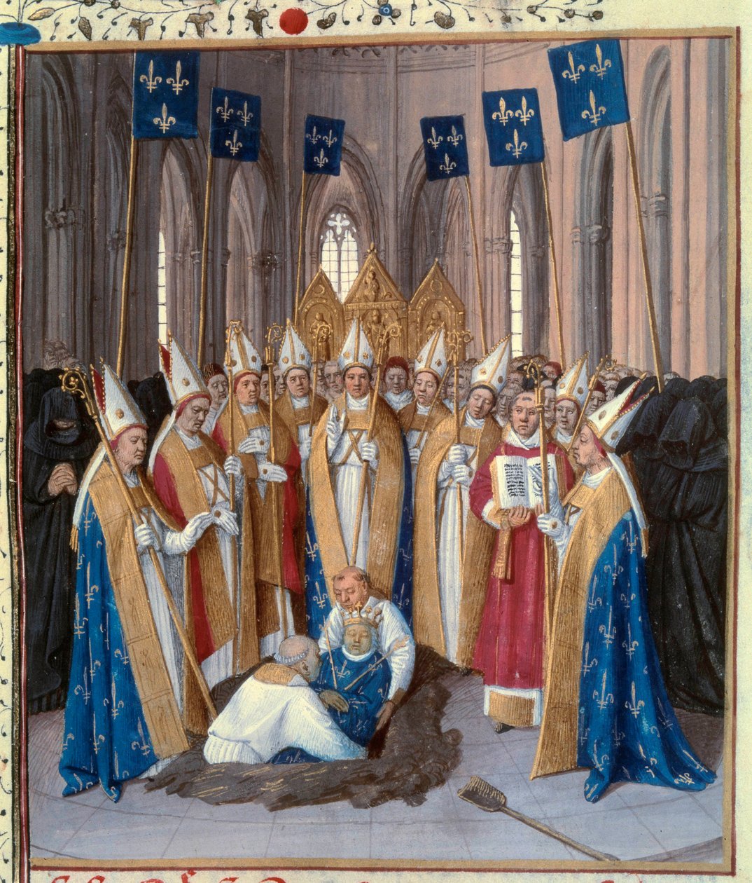 Kuningas Filip IV Belin (1268-1314) hautaus Basilica Saint Denis -kirkkoon Jean Fouquet