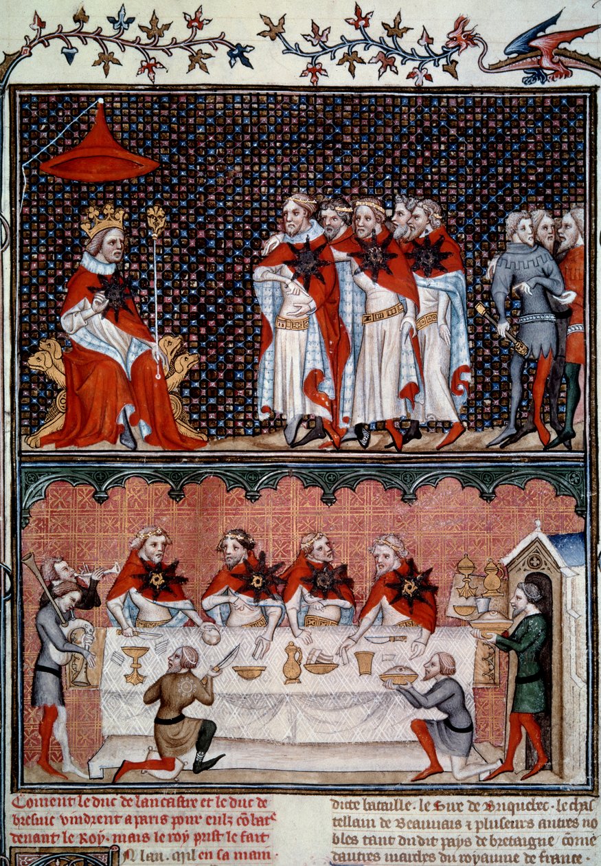 Jean le Bonin (1319-1364) Tähtiritarikunnan instituutio ja juhlat vuonna 1352 Pienoiskuva Jean Fouquet