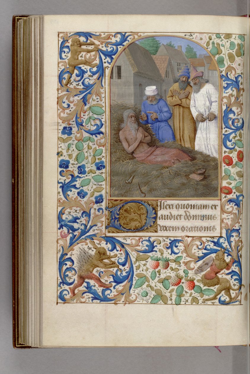 Job lantamäellä Tuntikirja, 1450-1499 tekijältä Jean Fouquet