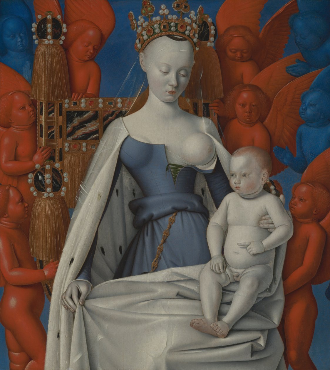 Madonna serafien ja kerubien ympäröimänä, noin 1450 (öljy paneelille). tekijältä Jean Fouquet