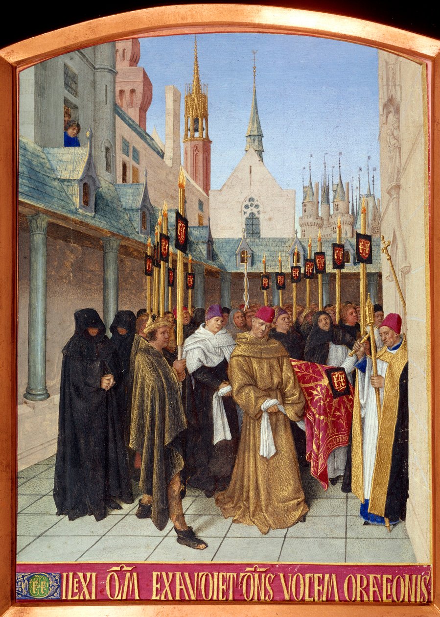 Miniatyyri hautajaiskohtaus Jean Fouquet