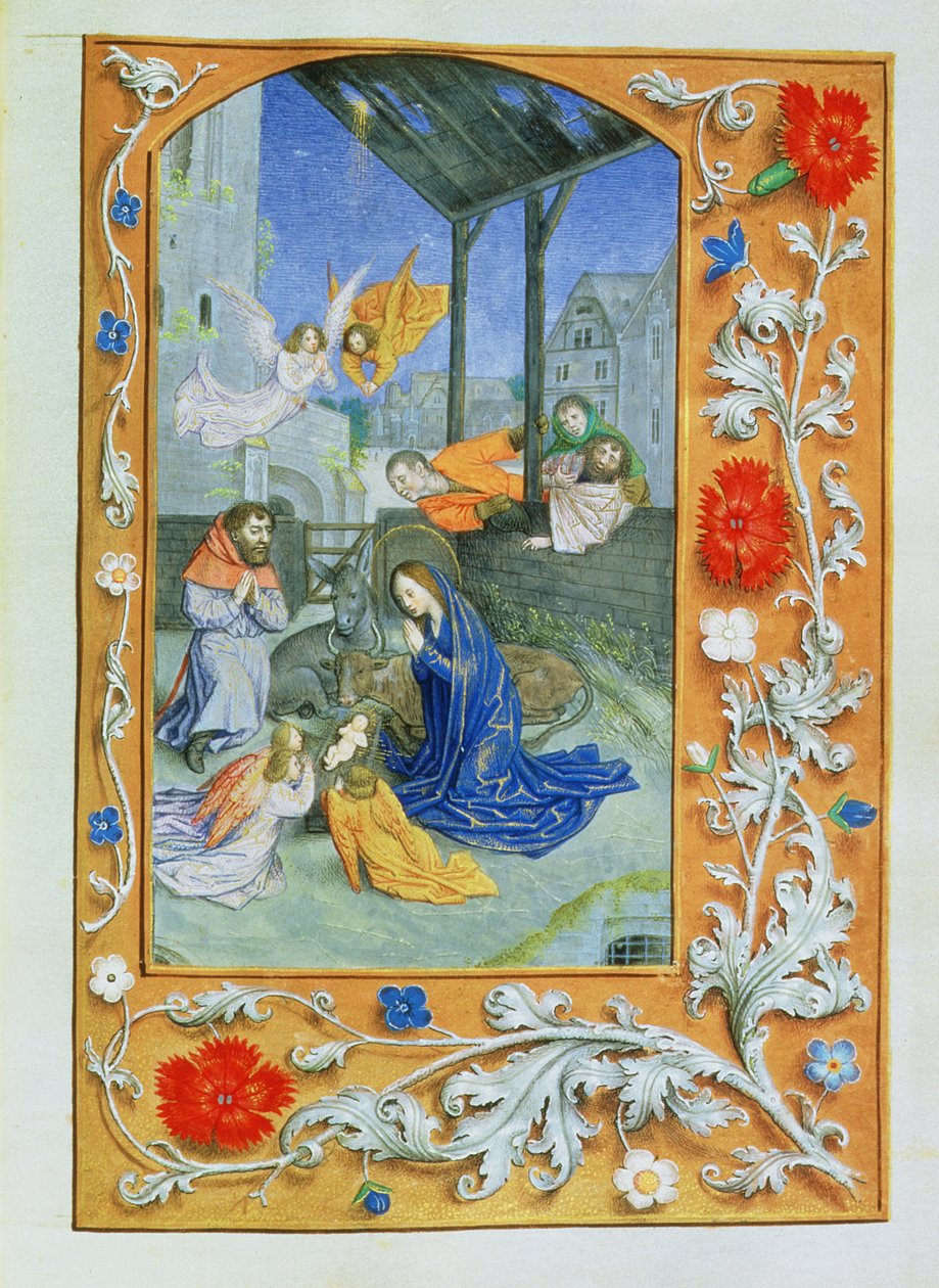 Ms 71 The Nativity, Hours of Etienne Chevalier, n. 1445 (vellum) tekijältä Jean Fouquet
