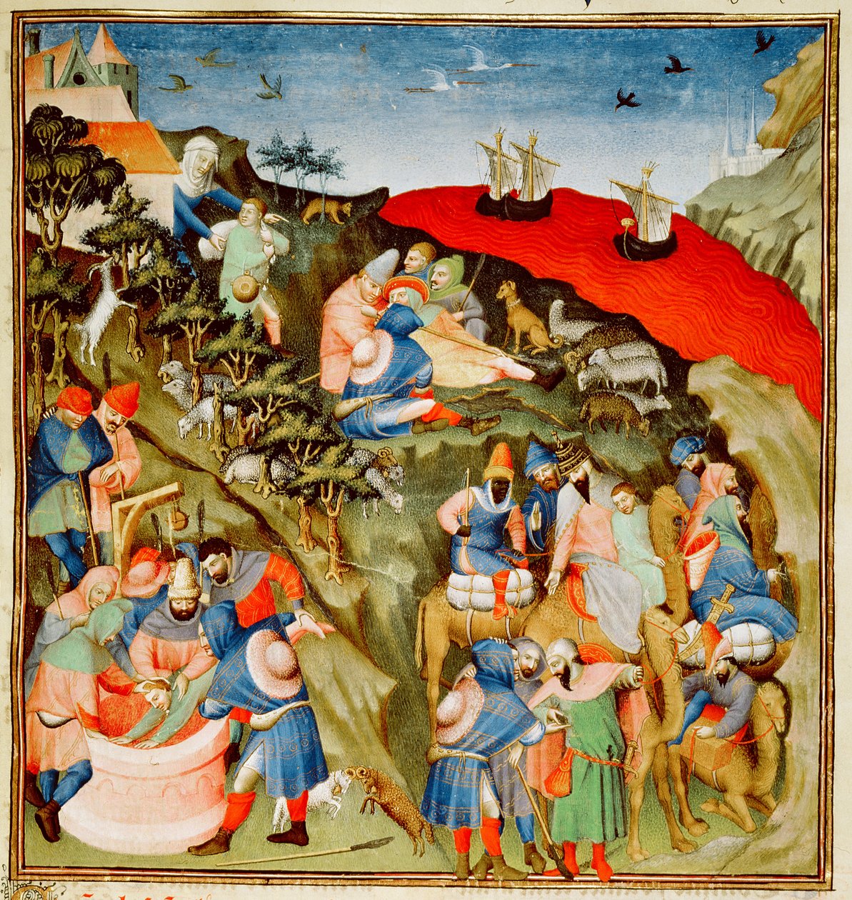 Ms Fr.247 f.25 The Story of Joseph, kuvitus, julkaisusta  tekijältä Jean Fouquet