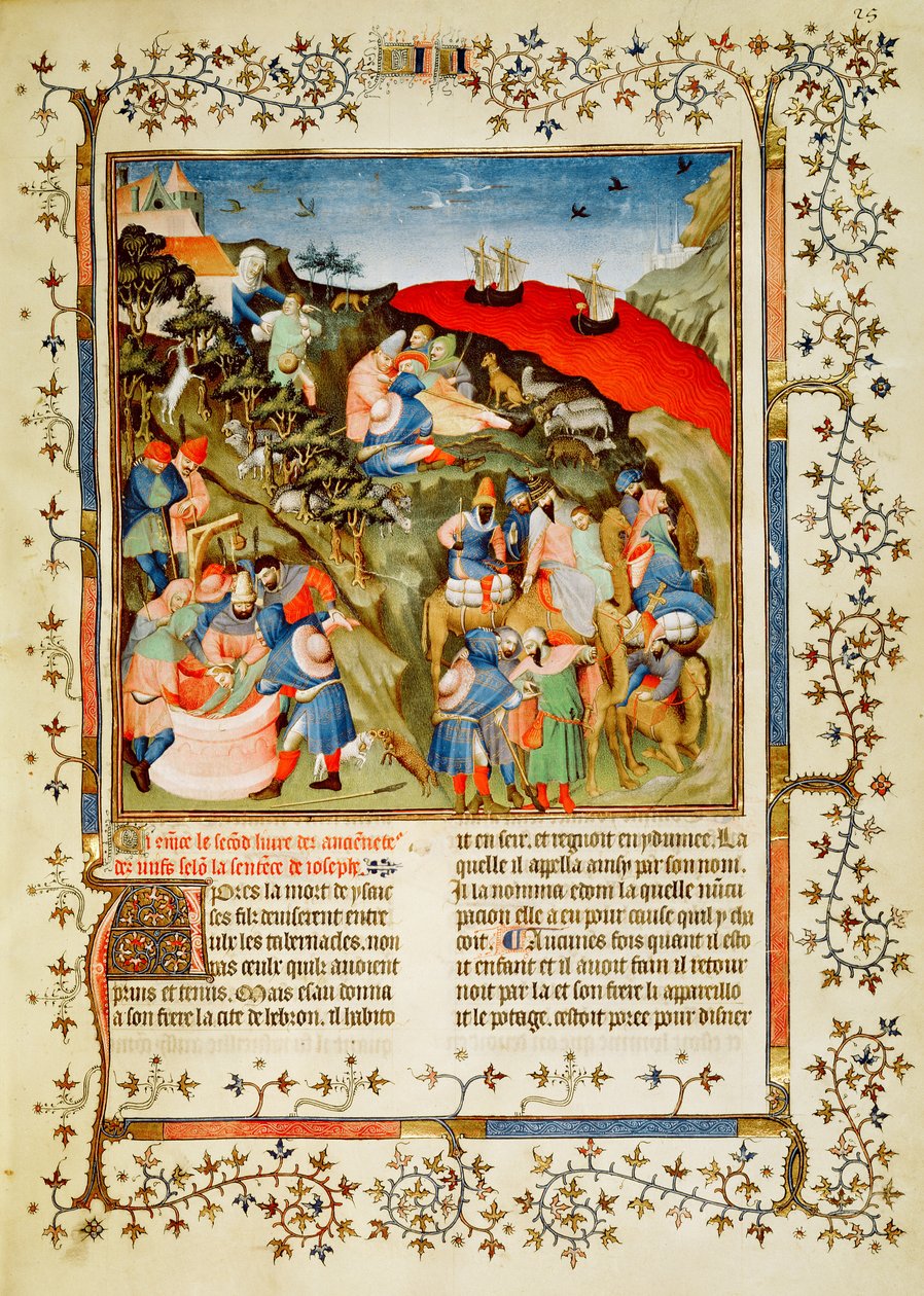 Ms Fr.247 f.25 The Story of Joseph, kuvitus, julkaisusta  tekijältä Jean Fouquet