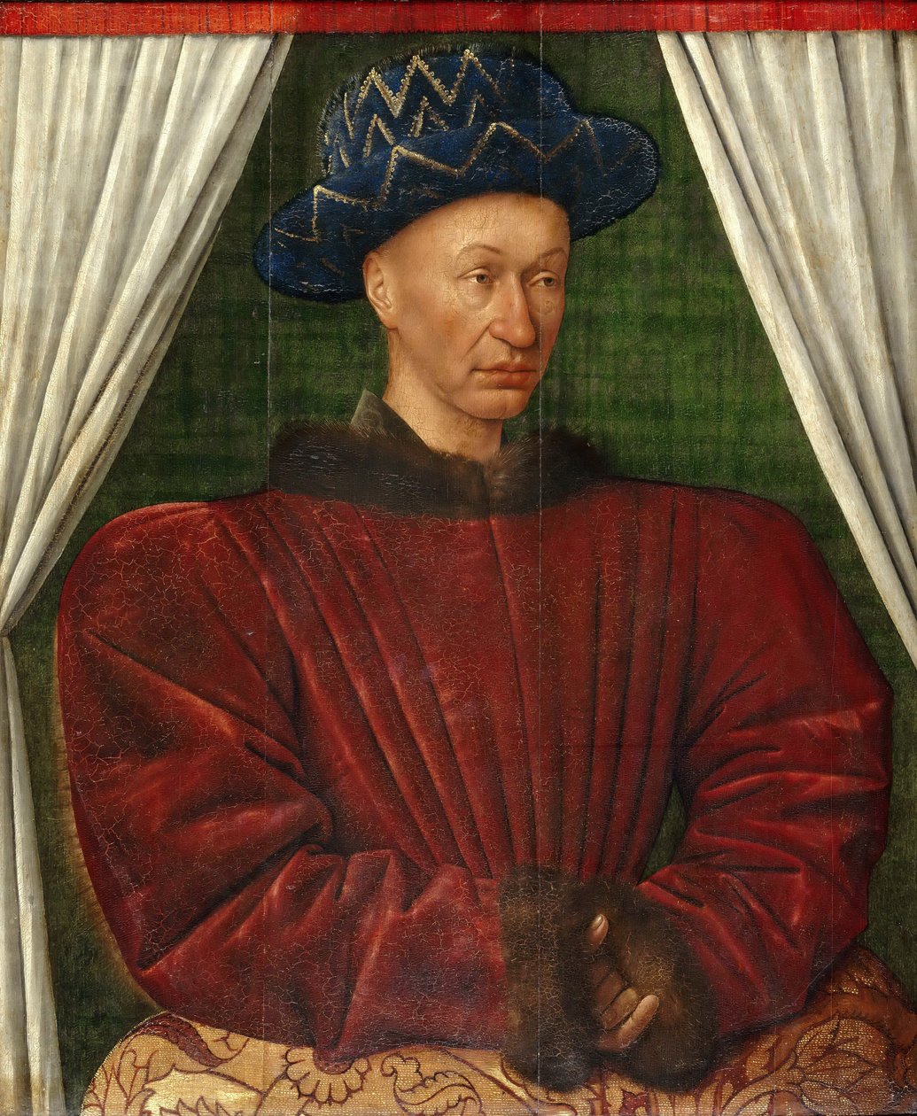 Ranskan kuninkaan Kaarle VII:n muotokuva, 1445-1450 tekijältä Jean Fouquet