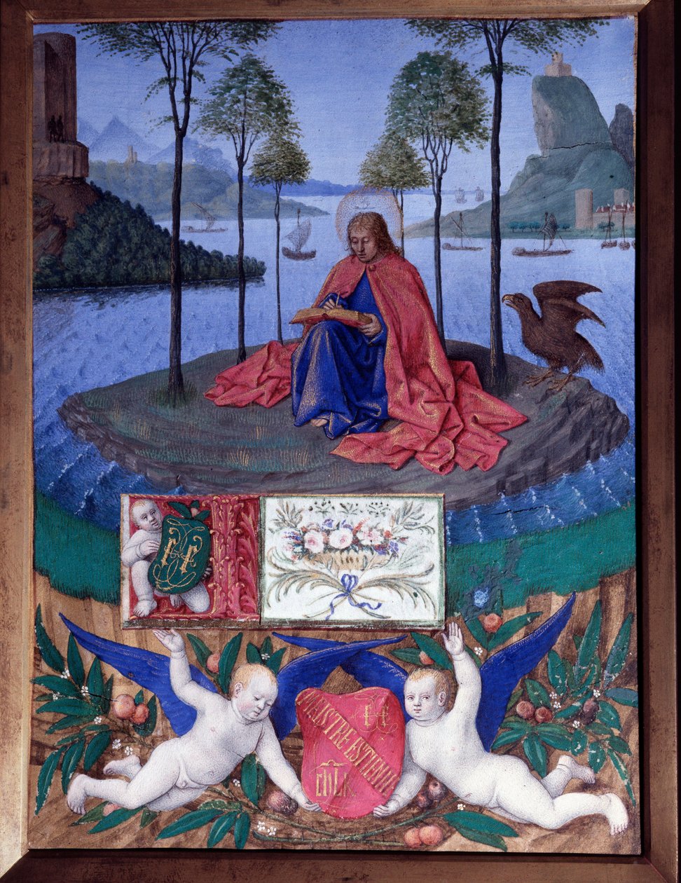 Saint John Patmos saarella Miniatyyri Jean Fouquet