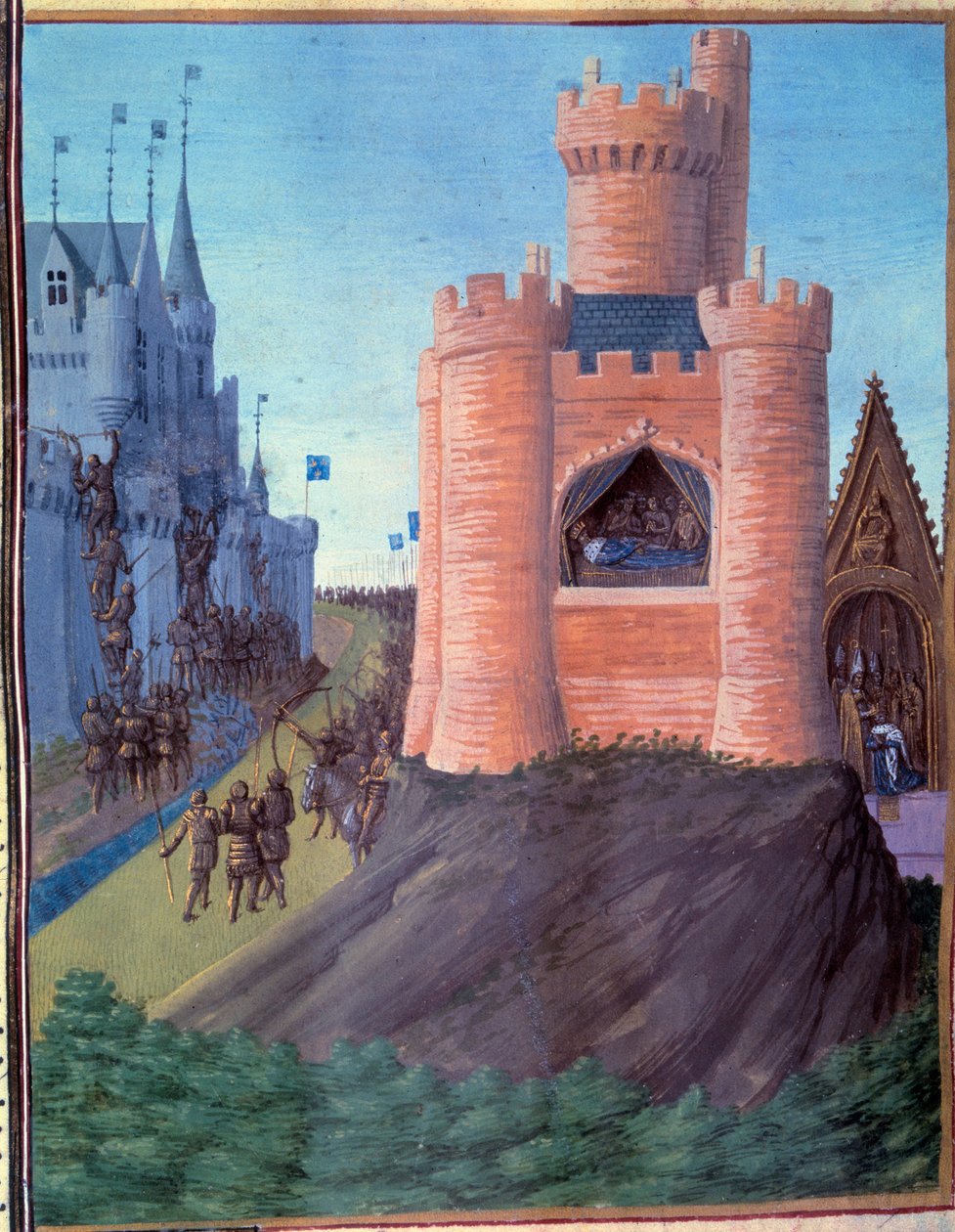 Avignonin piiritys (1226). Louis VIII:n kuolema. Pyhän Louisin kruunajaiset (Louis IX). Miniatyyri Jean Fouquet